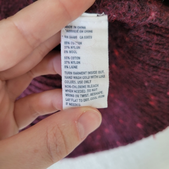 American Eagle burgundy wine open knit sweater with cable details - Picture 5 of 7